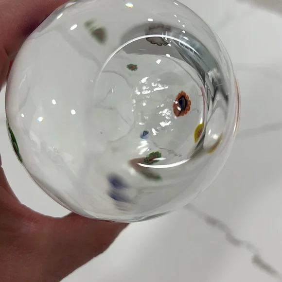 Millefiori Clear Drinking Glass With Colorful Accents - Picture 4 of 11